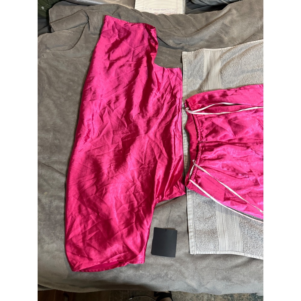NWT Lulus Size Small Flirt For Fun Fuchsia Tie-Front Two-Piece Wide-Leg Jumpsuit - Picture 9 of 9